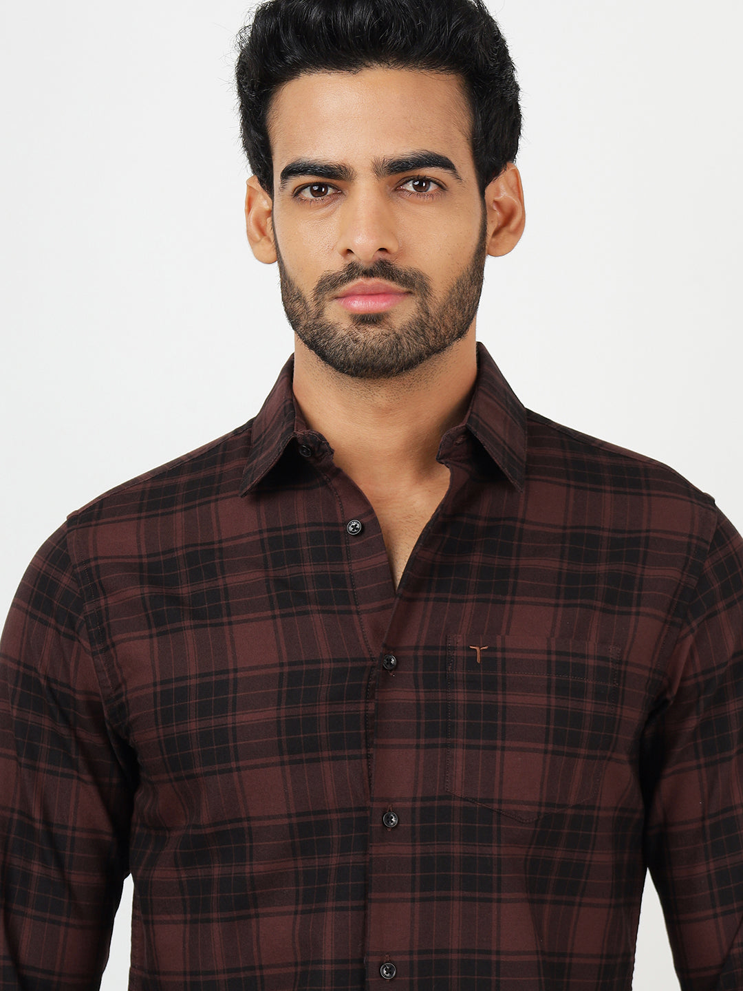 Check Long Sleeves Brown & Black (100% Cotton)