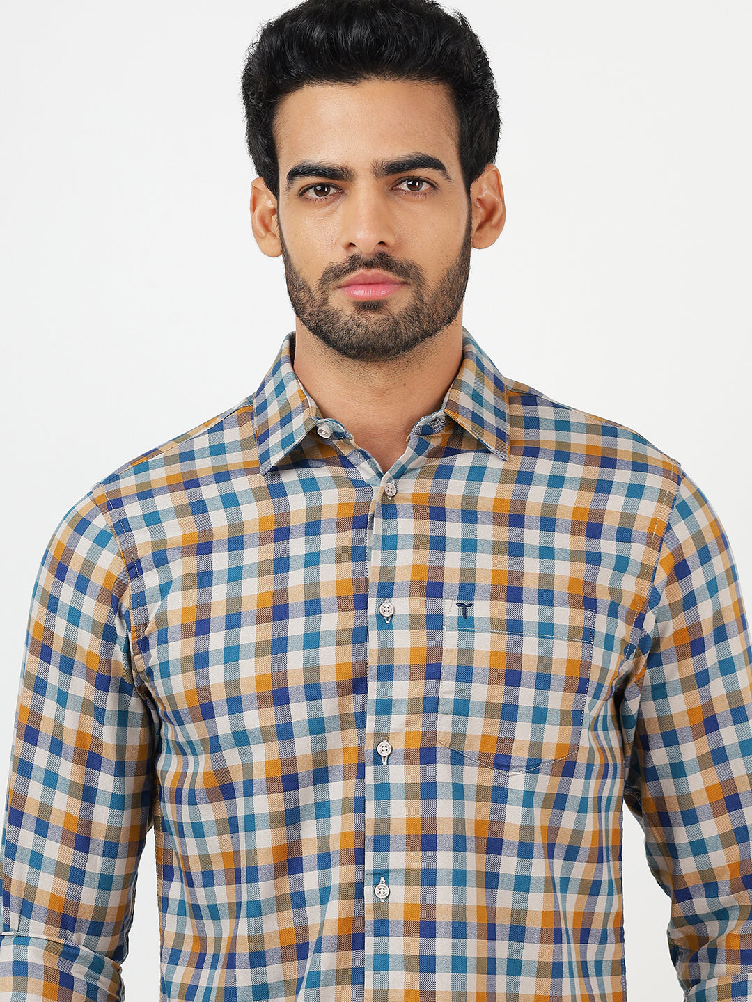 Check Long Sleeves Navy & Yellow (100% Cotton)