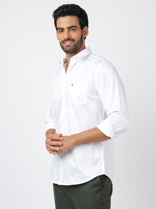 Solid Long Sleeves White Satin (100% Cotton)