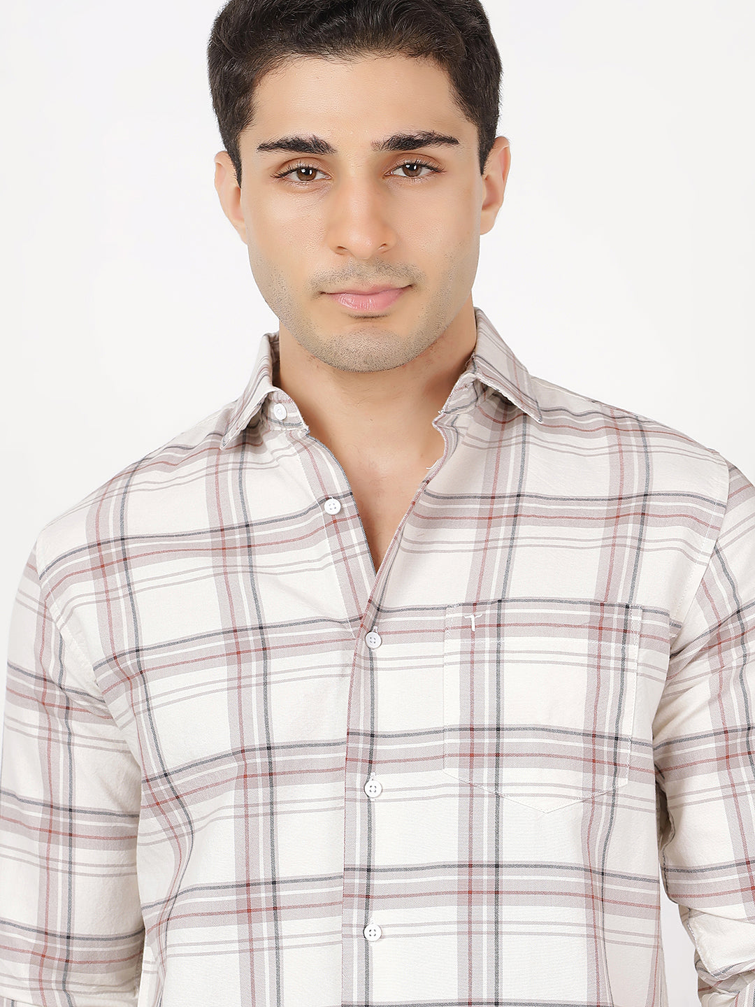 Check Long Sleeves Red, Black, Wine & White Large Check (100% Cotton)