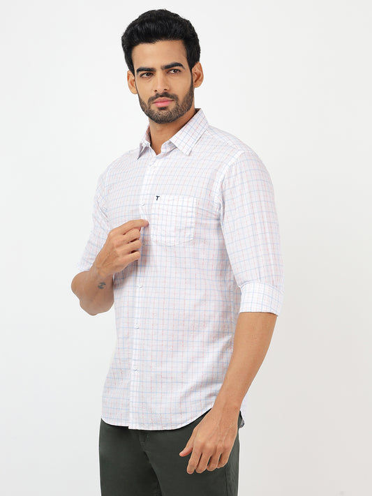 Check Long Sleeves White Classic (100% Cotton)