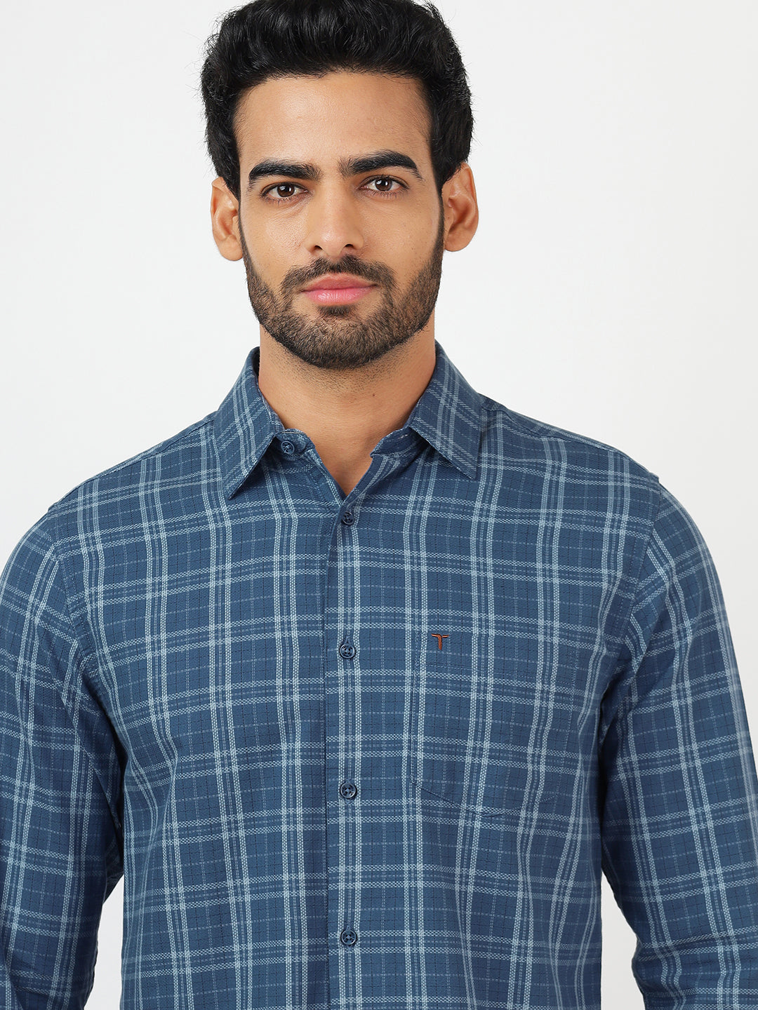 Check Long Sleeves Blue & White (100% Cotton)