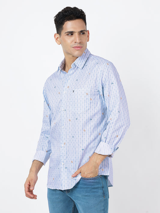 Printed Long Sleeves Light Blue (100% Cotton)