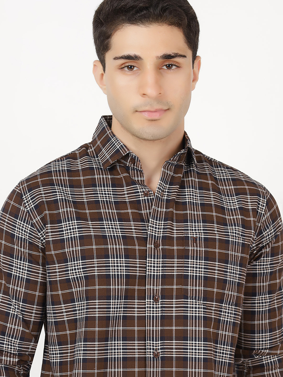 Check Long Sleeves Black, Dark Brown & White Check (100% Cotton)