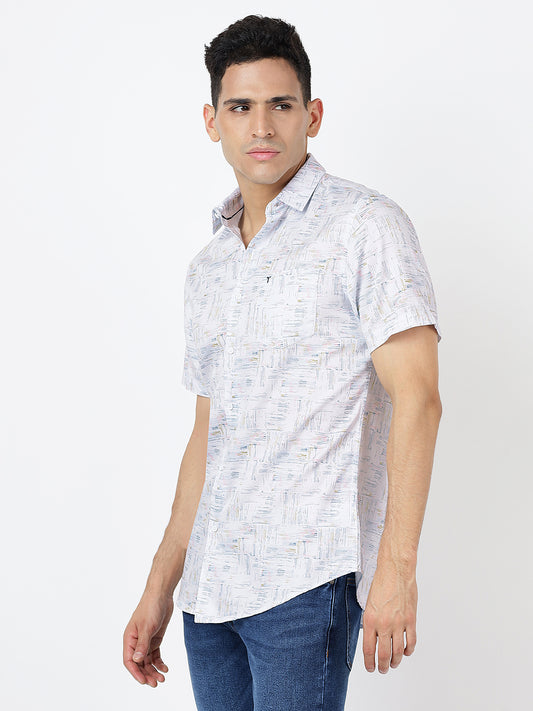 Printed Short Sleeves Line Prints (100% Cotton)