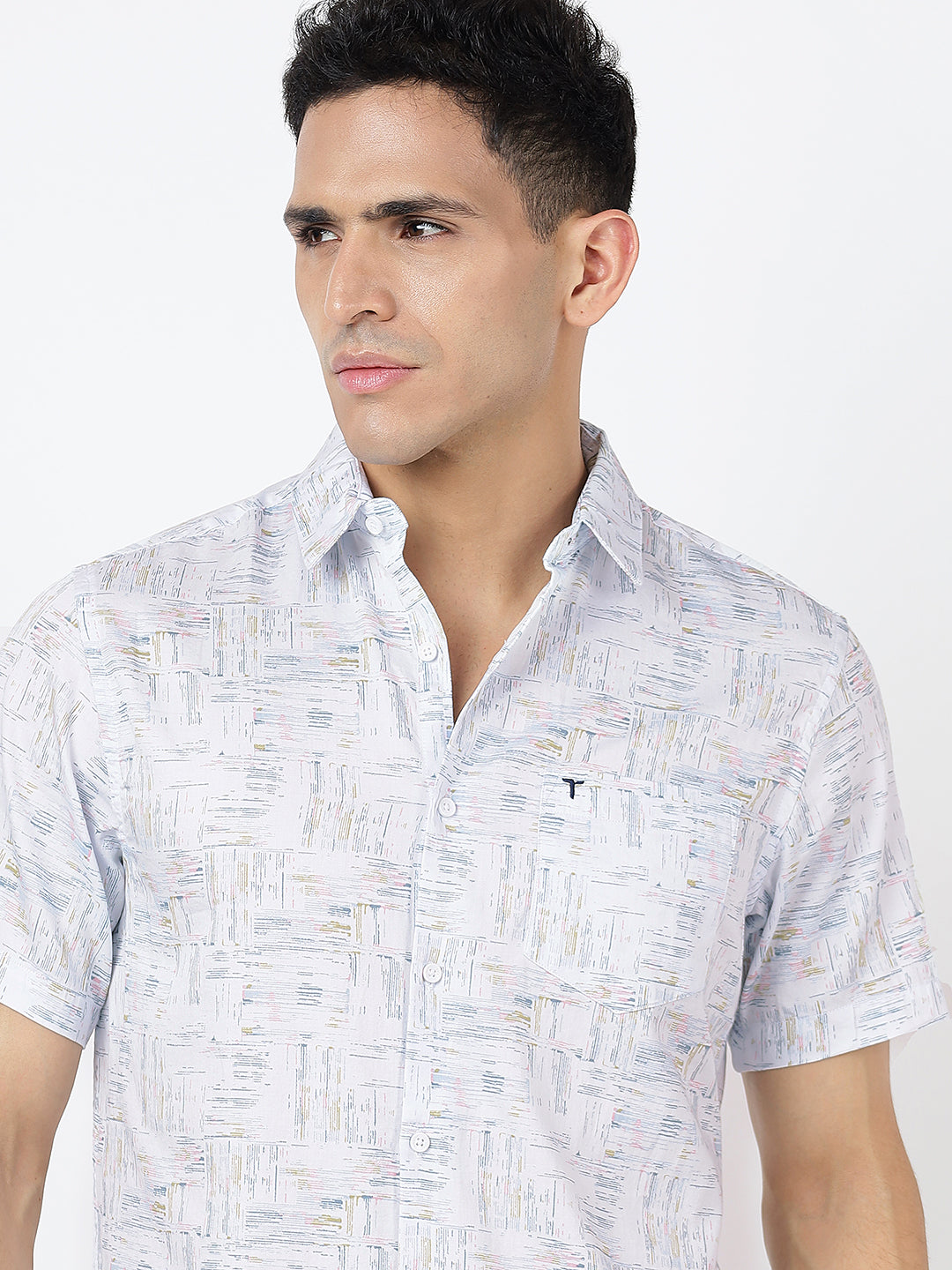 Printed Short Sleeves Line Prints (100% Cotton)