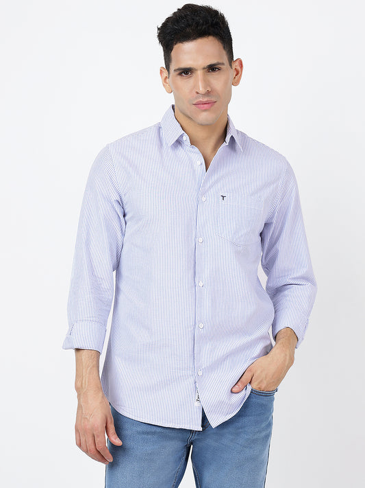 Striped Long Sleeves Classic Blue And White (100% Cotton)