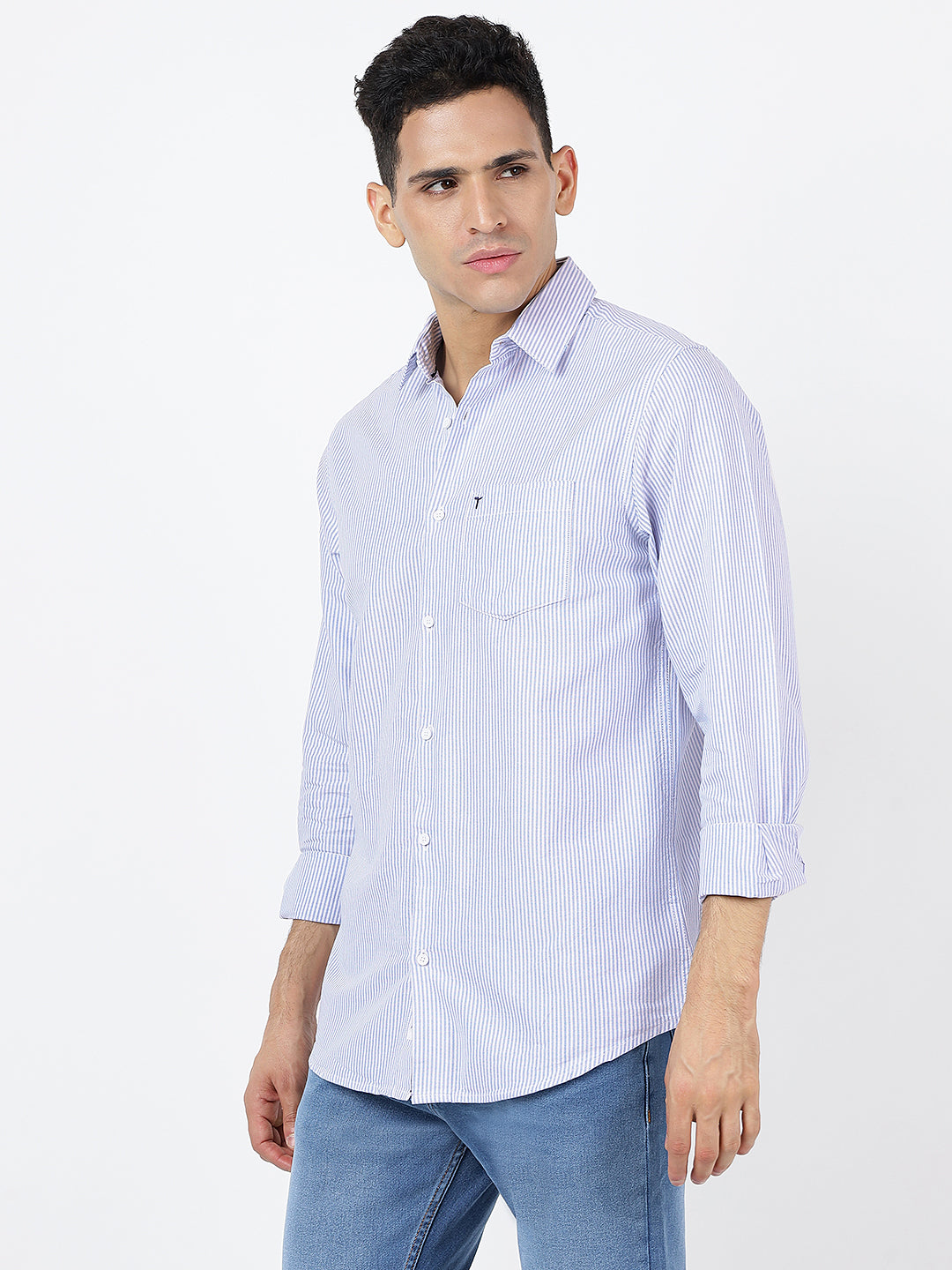 Striped Long Sleeves Classic Blue And White (100% Cotton)