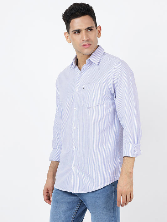 Striped Long Sleeves Classic Blue And White (100% Cotton)