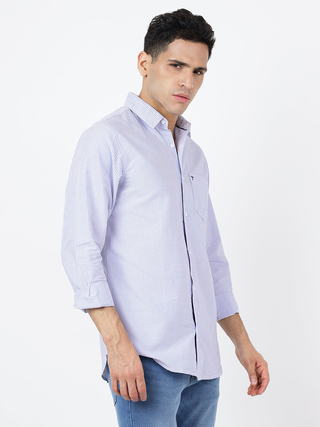 Striped Long Sleeves Classic Blue And White (100% Cotton)