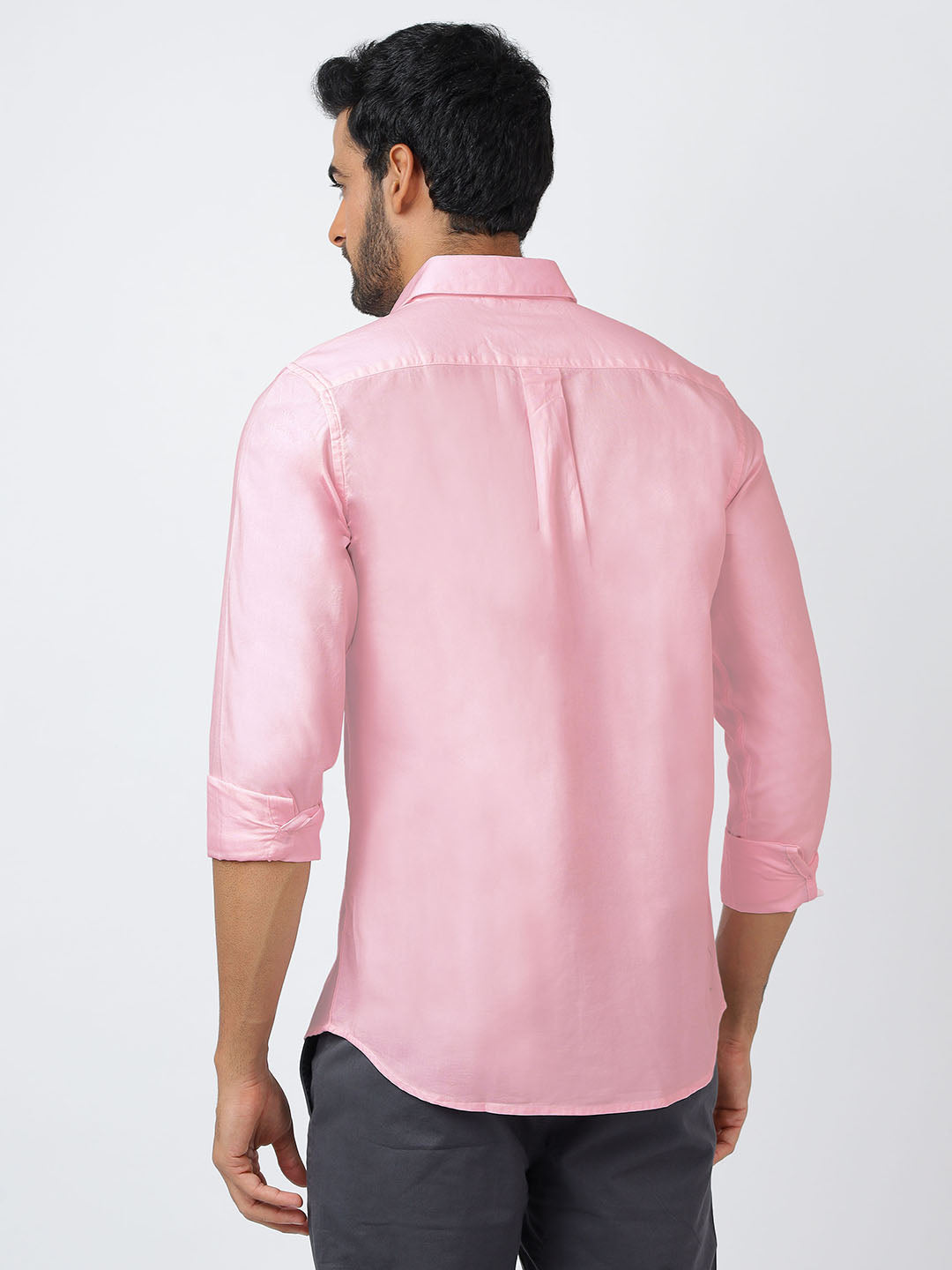 Solid Long Sleeves Pink Satin (100% Cotton)