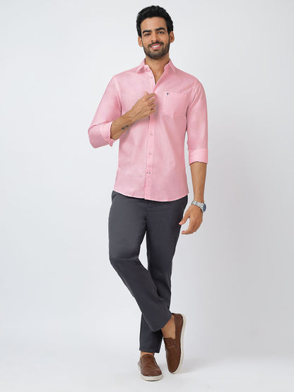 Solid Long Sleeves Pink Satin (100% Cotton)