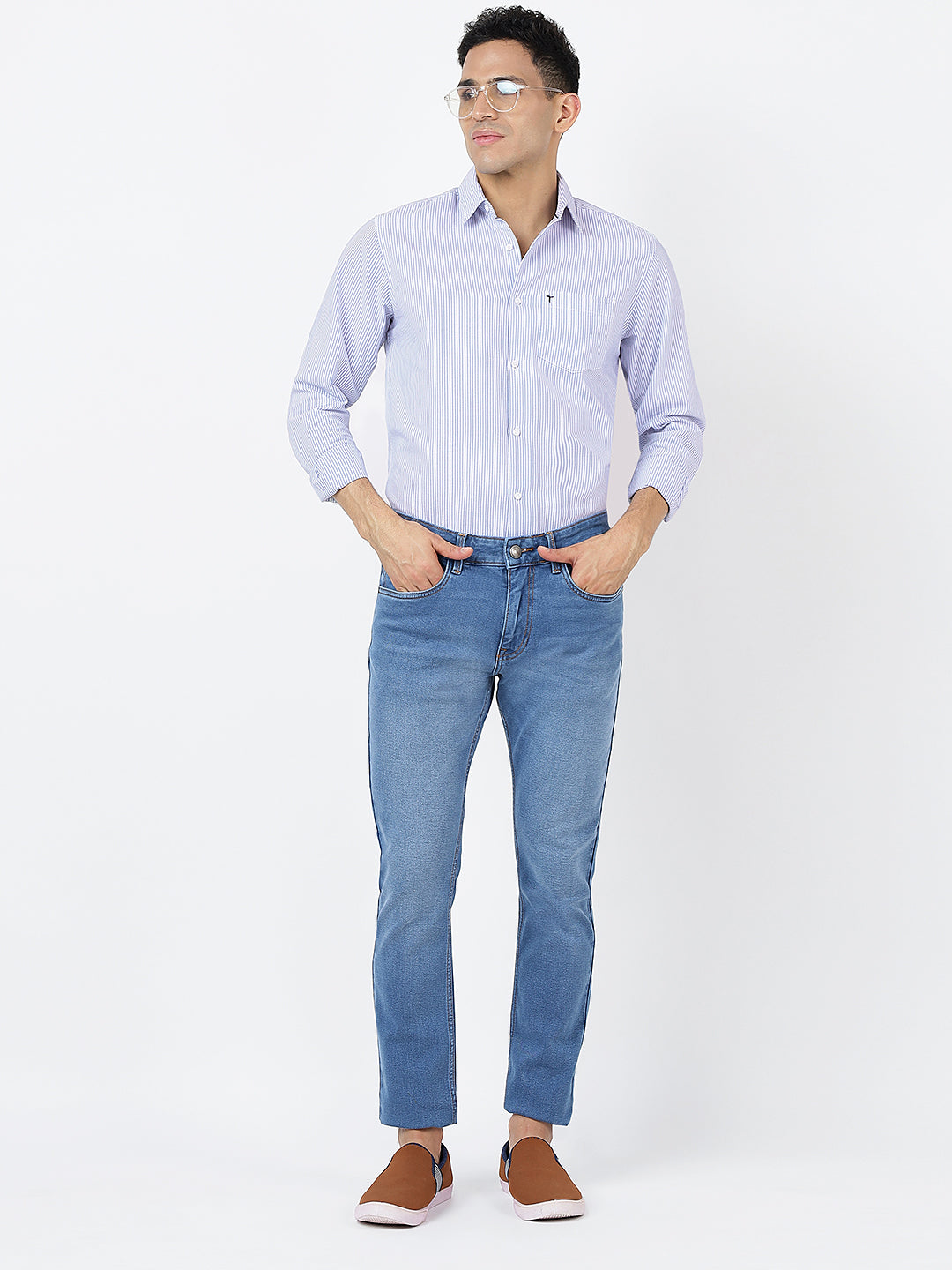 Striped Long Sleeves Classic Blue And White (100% Cotton)