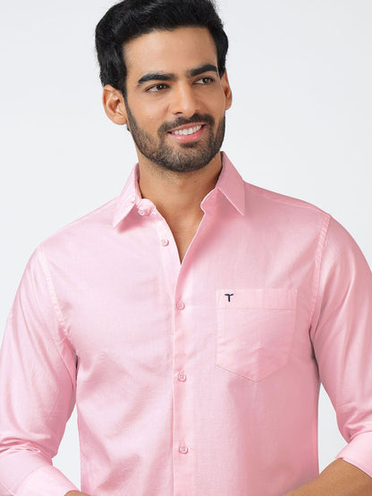 Solid Long Sleeves Pink Satin (100% Cotton)