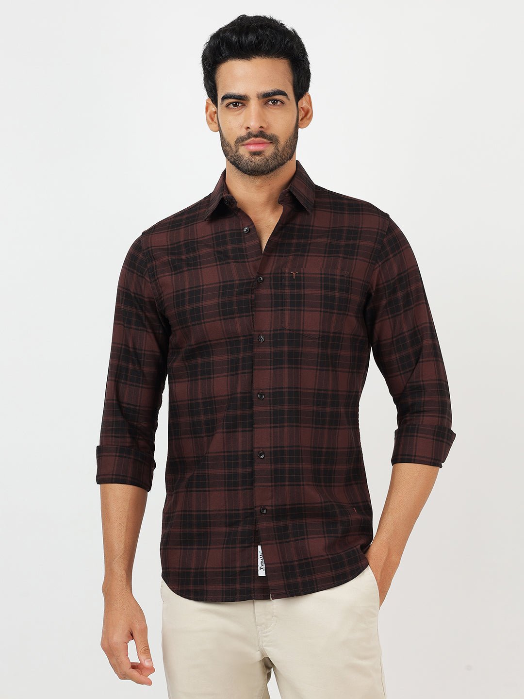 Check Long Sleeves Brown & Black (100% Cotton)