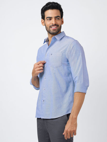Solid Long Sleeves Sky Blue Oxford (100% Cotton)