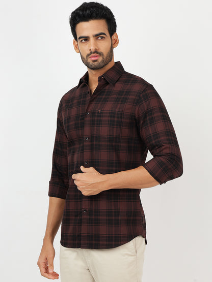 Check Long Sleeves Brown & Black (100% Cotton)