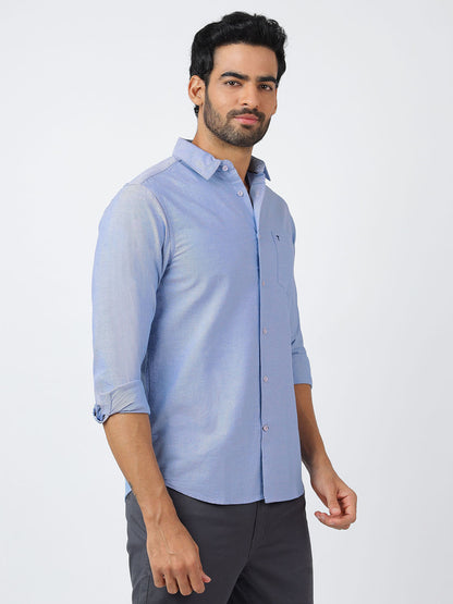 Solid Long Sleeves Sky Blue Oxford (100% Cotton)