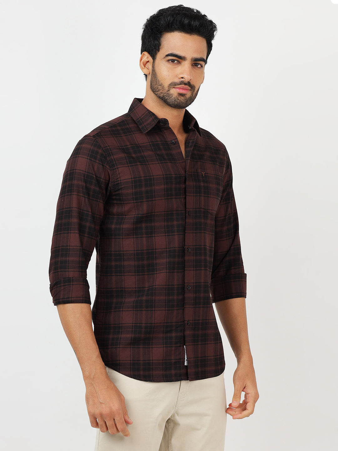 Check Long Sleeves Brown & Black (100% Cotton)