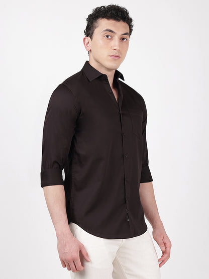 Solid Full Sleeves Chocolate Satin