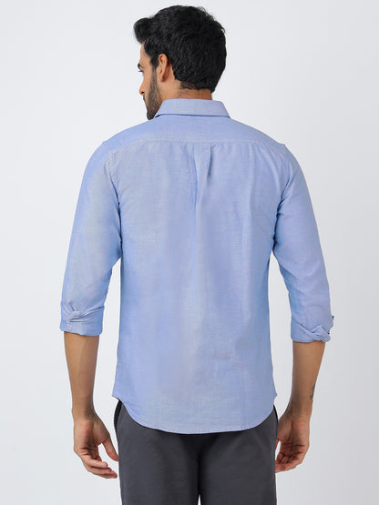 Solid Long Sleeves Sky Blue Oxford (100% Cotton)