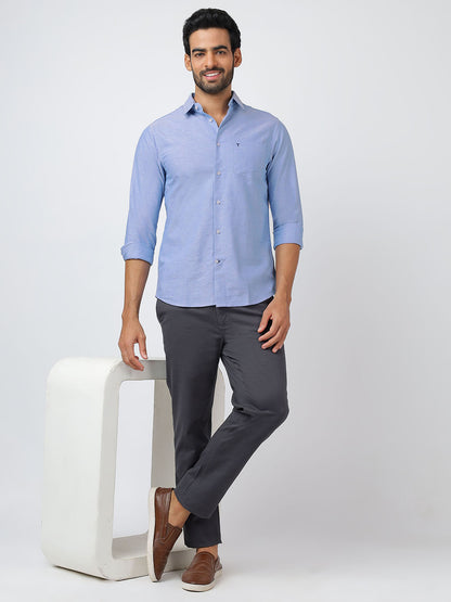 Solid Long Sleeves Sky Blue Oxford (100% Cotton)