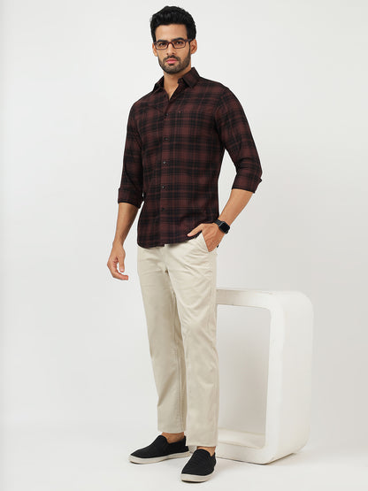 Check Long Sleeves Brown & Black (100% Cotton)