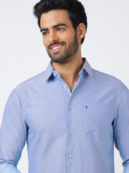 Solid Long Sleeves Sky Blue Oxford (100% Cotton)