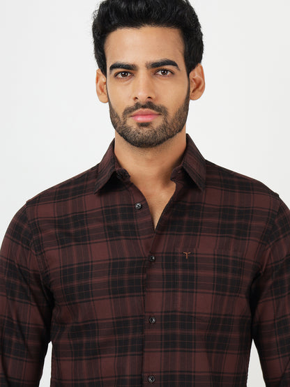 Check Long Sleeves Brown & Black (100% Cotton)