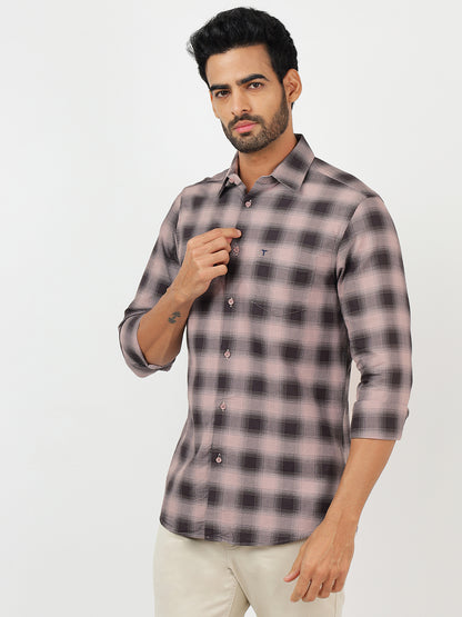 Check Long Sleeves Pale Silver & Olive Black (100% Cotton)