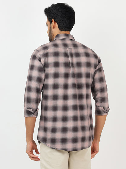 Check Long Sleeves Pale Silver & Olive Black (100% Cotton)