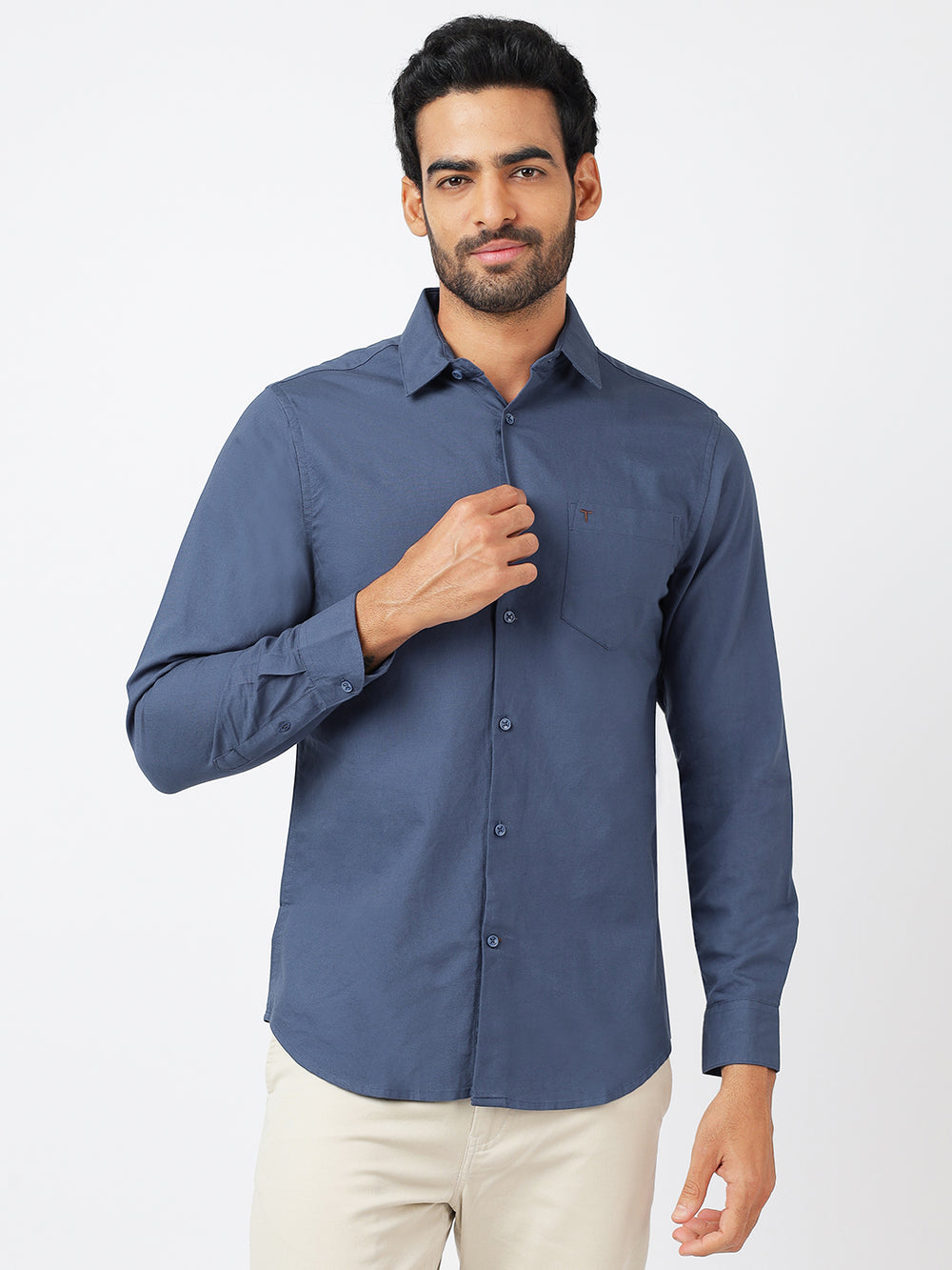 Solid Long Sleeves Blue (100% Cotton)