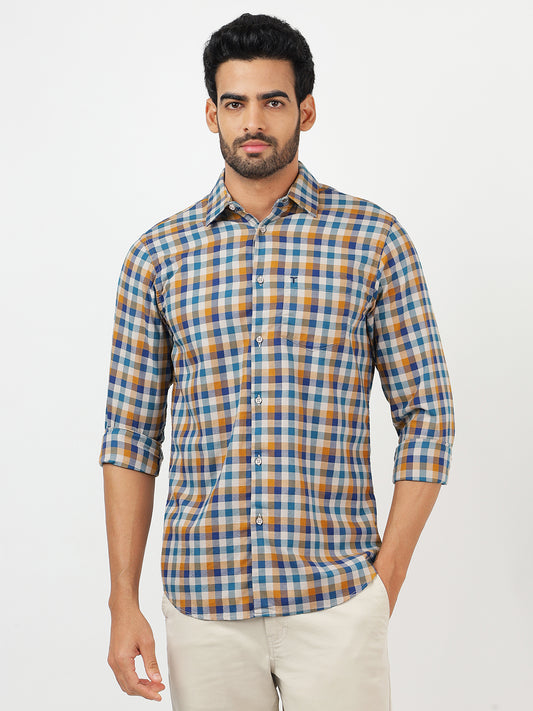 Check Long Sleeves Navy & Yellow (100% Cotton)