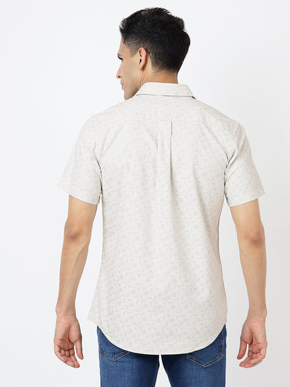 Printed Short Sleeves Grey Geometric Prints (100% Cotton)