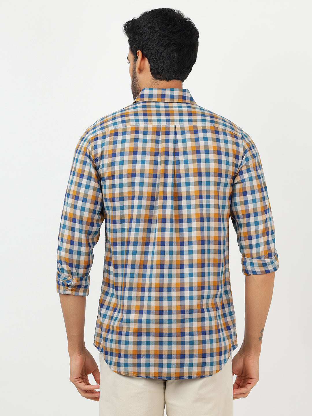 Check Long Sleeves Navy & Yellow (100% Cotton)