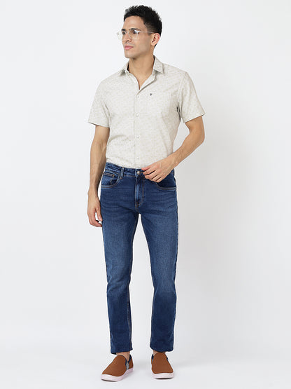 Printed Short Sleeves Grey Geometric Prints (100% Cotton)