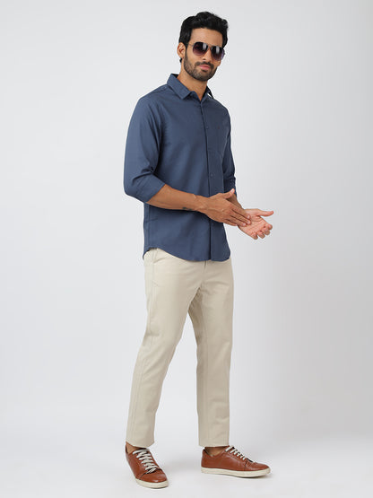 Solid Long Sleeves Blue (100% Cotton)