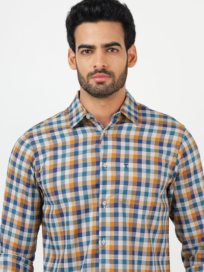 Check Long Sleeves Navy & Yellow (100% Cotton)