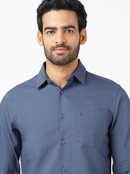 Solid Long Sleeves Blue (100% Cotton)