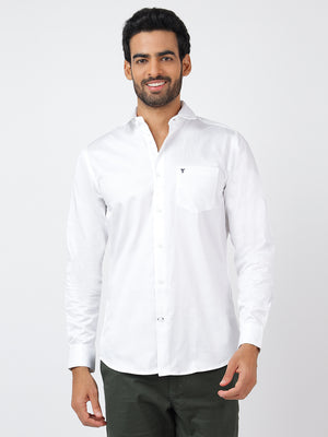 Solid Long Sleeves White Satin (100% Cotton)