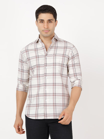 Check Long Sleeves Red, Black, Wine & White Large Check (100% Cotton)