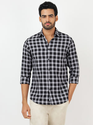 Check Long Sleeves Black & White (100% Cotton)
