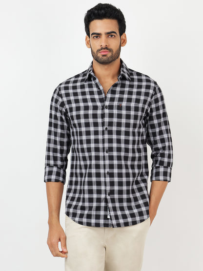 Check Long Sleeves Black & White (100% Cotton)