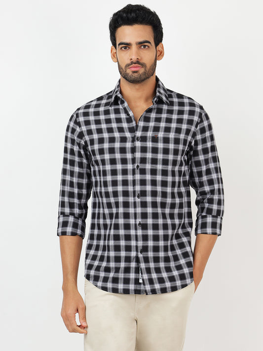 Check Long Sleeves Black & White (100% Cotton)