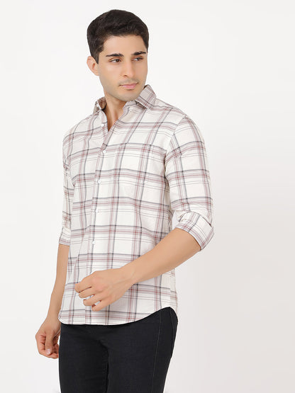 Check Long Sleeves Red, Black, Wine & White Large Check (100% Cotton)
