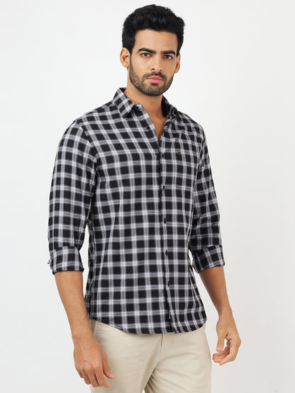 Check Long Sleeves Black & White (100% Cotton)