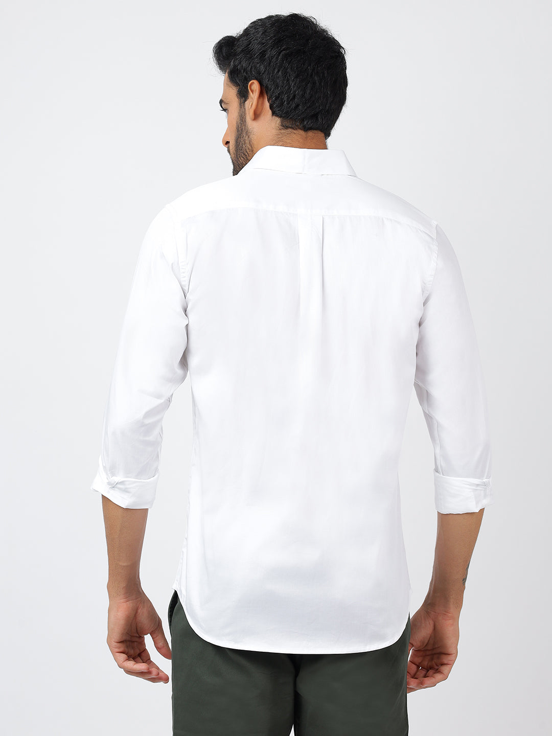 Solid Long Sleeves White Satin (100% Cotton)