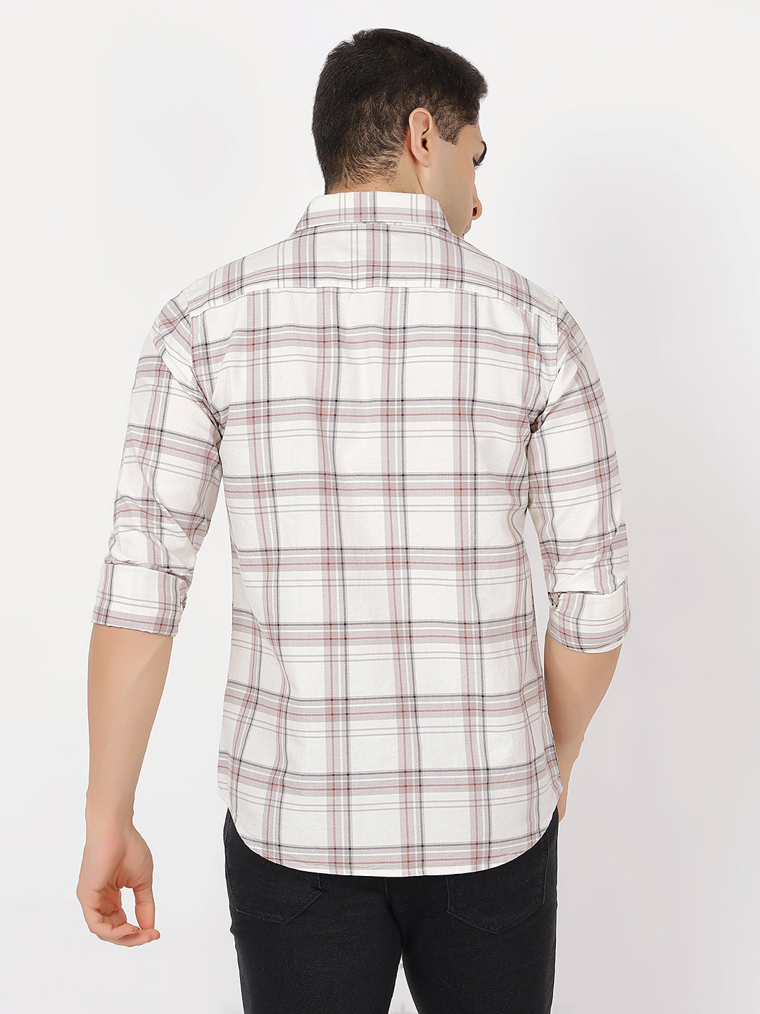 Check Long Sleeves Red, Black, Wine & White Large Check (100% Cotton)