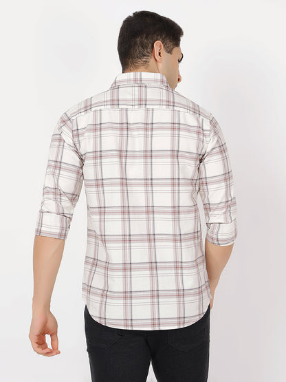 Check Long Sleeves Red, Black, Wine & White Large Check (100% Cotton)