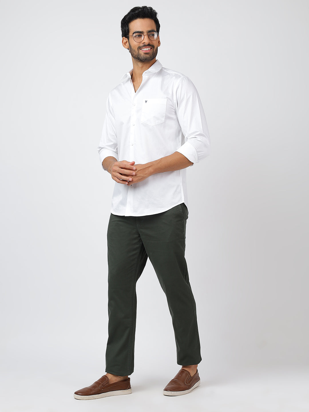 Solid Long Sleeves White Satin (100% Cotton)